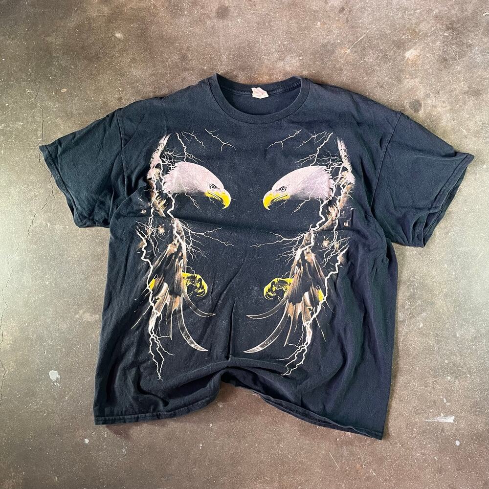 Y2K eagle/lightning black graphic T-shirt gildan mens XL